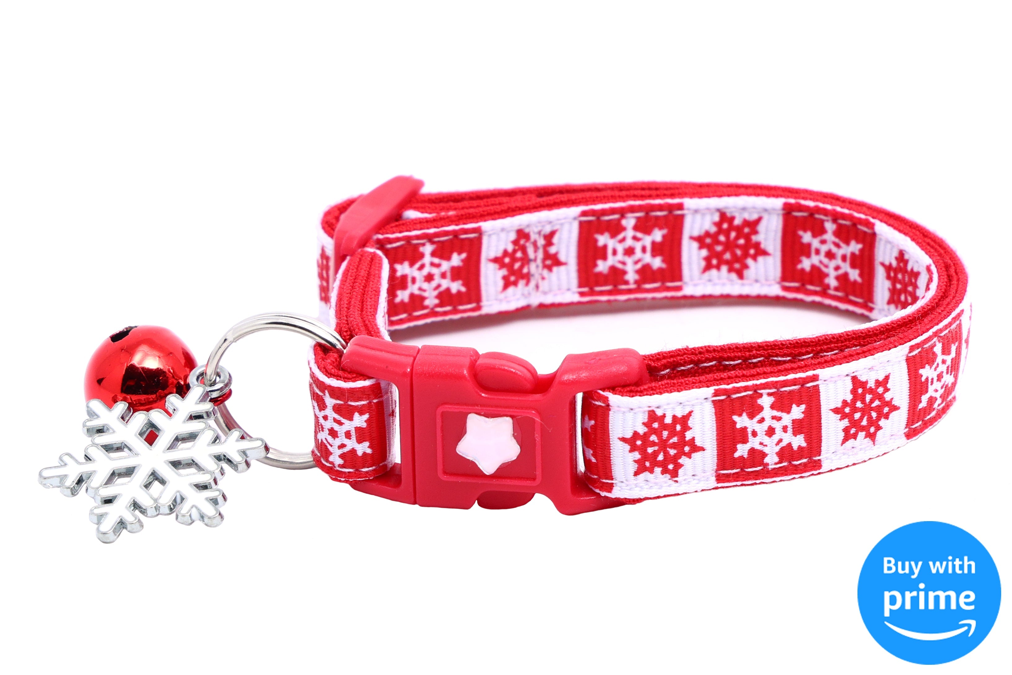 Red and White Snow Stripes Safety Cat Collar